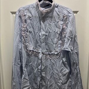 ASOS Light Blue Blouse with Lace Trim